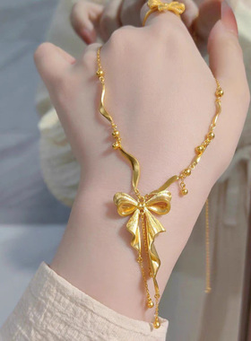 新品公主蝴蝶结项链吊坠