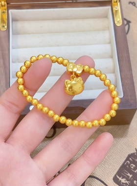 金色凯蒂猫圆珠手链古法转运珠