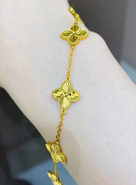 黄金色五花镀银轻奢爆闪百搭手链