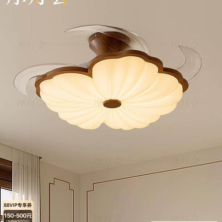 法复古卧室风扇灯奶油中古式风03842年5新款护眼吊扇灯隐形扇叶2,淘宝优惠券,粉丝福利购,淘宝优惠卷