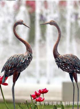 跨境饰仿真仙鹤户外庭院装园品金属cy335489工艺品铁林景观艺落地