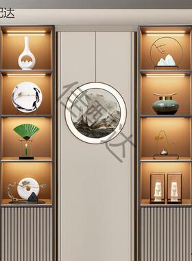新中式家摆饰设B3yn6Ty6样板房间软装品茶室客厅柜玄关博酒古架摆