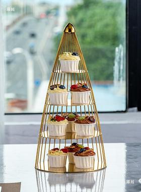 婚庆甜品台摆tj#sdhys件午架展示架三心层甜点蛋糕子下茶点架冷餐