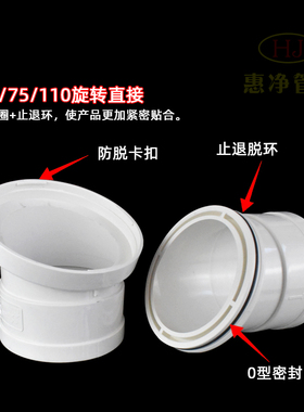 PVC旋转直接可360度万向弯头管箍排水管件160下配件接头50 75 110