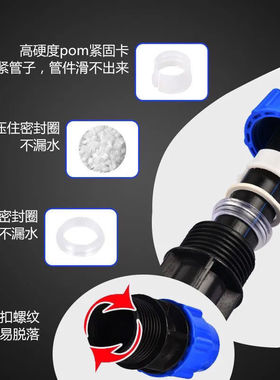 白色活接头塑料管件配件pe自来水管三头通水管快接4 6分1寸三通一