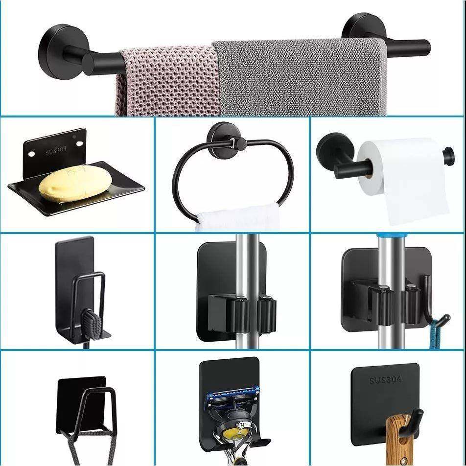 跨境毛巾杆挂件套装挂卫生间架毛巾环肥皂巾碟钩15件套黑LLQ纸色,淘宝优惠券,粉丝福利购,淘宝优惠卷