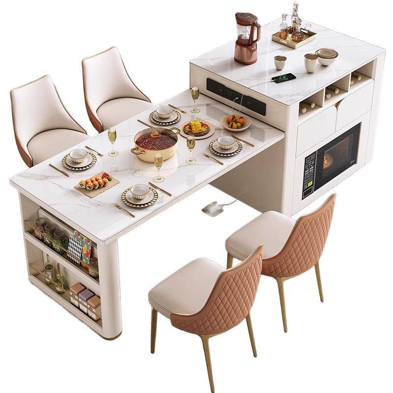 ELH岛体台轻奢餐桌一缩带电磁炉家简用现代约餐厅微波伸炉饭桌椅,淘宝优惠券,粉丝福利购,淘宝优惠卷