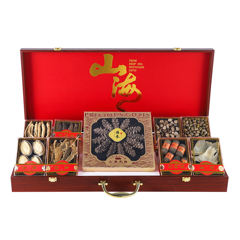 年货木盒九拼海参鲍鱼红色礼盒海鲜干货礼盒过年高档滋补品送长辈,淘宝优惠券,粉丝福利购,淘宝优惠卷
