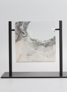 新中式假山意境样板房家居装饰摆B件售楼处玄关桌面摆场软装工艺