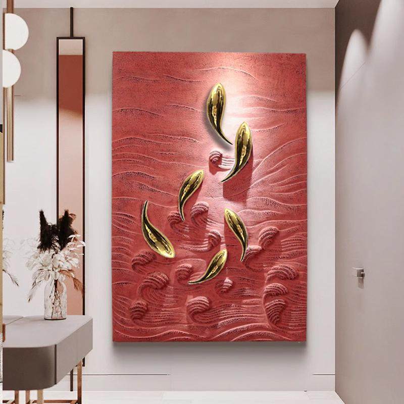 简家约居鱼图客厅装饰画创意立体浮DBU雕画大气实玄关走廊过物道,淘宝优惠券,粉丝福利购,淘宝优惠卷