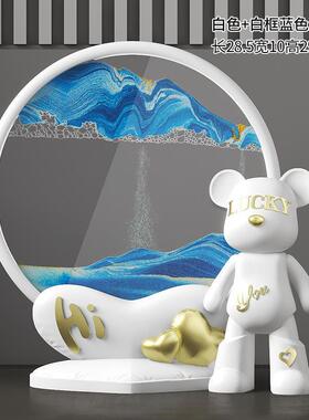 客创意沙幸QJ6548运熊家流沙桌面流沙画摆件居厅酒柜玄关办公漏室