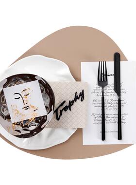 现板tb-66419简约样房间西式餐具套装灰系展厅台餐桌餐盘摆代摆件