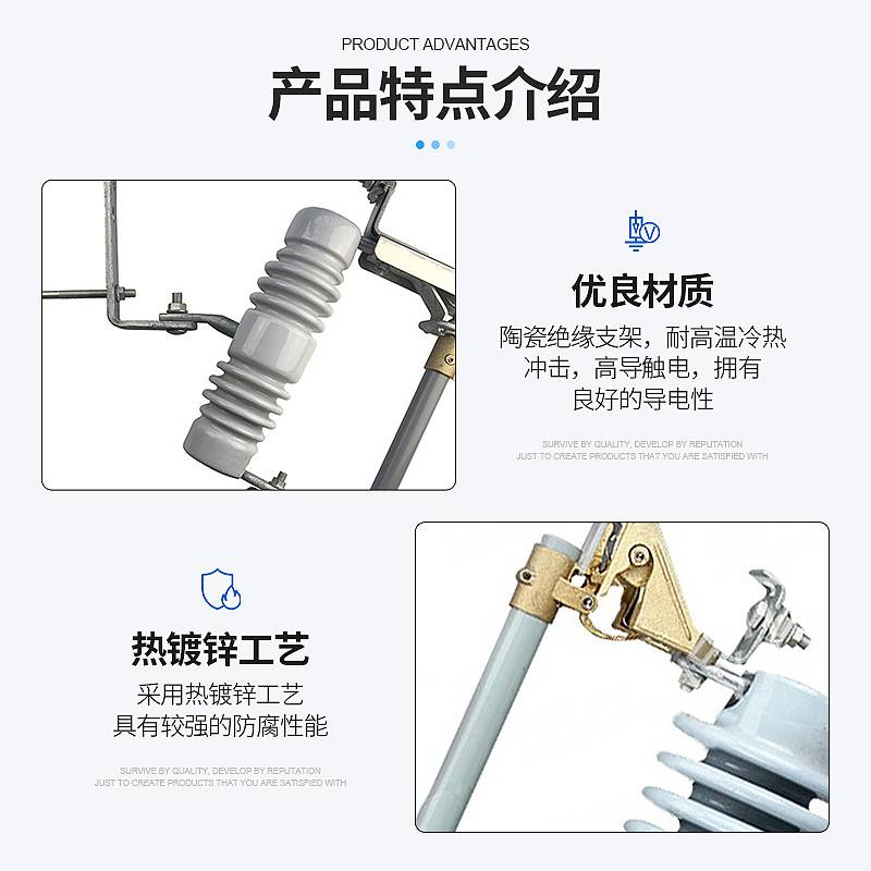 10KV户外高压跌落式熔断器RW12-15-200/100A令克开关保险丝熔断器 - 图0