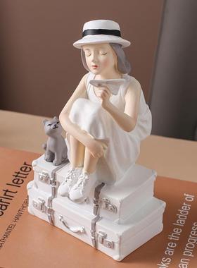 家居装饰客F875698T厅书桌桌办公室小摆件品间电房视柜感系女面孩