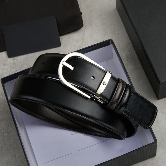 2025 New Men's Belt Luxury Big Brand Letter Double-Sided Belt Formal Genuine Cowhide Leather Pants Belt Hexagonal Star Buckle