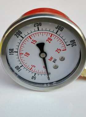 0-25bar 0-350psi 不锈钢外壳铜芯油压表 充油耐震压力表 YN-63