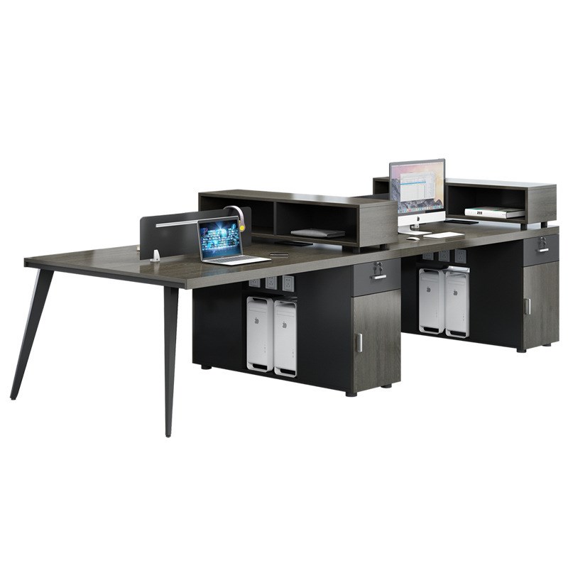 职员办公桌简约现代4人位二双6四工位卡座员工办公室桌椅桌子组合 - 图0