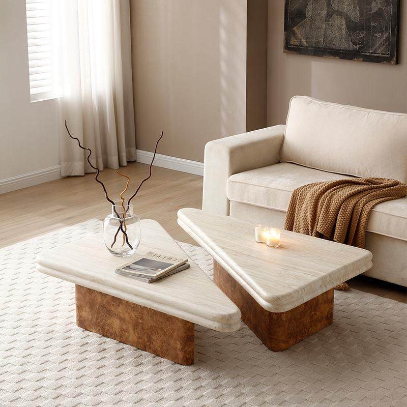 WWGGi边几/油师中古奶风岩板茶几中a古风客厅矮桌树瘤设计小户型,淘宝优惠券,粉丝福利购,淘宝优惠卷