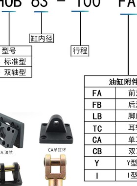 油缸重型液压缸14Mpa油压HOB40/50/63-500/600/700/800/1000-FA-L