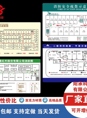 消防疏散图 亚克力 酒店消防图全逃生图紧急逃生图网吧消防逃生图