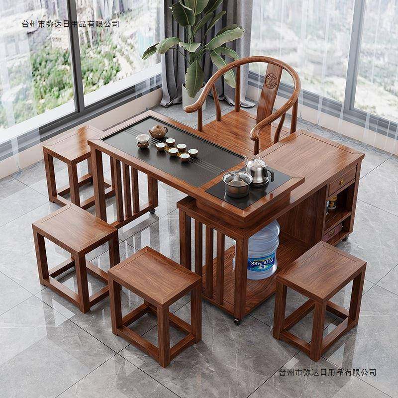 实木茶桌旋转台阳台小户茶型式移动1米带1.2米桌椅组合橡胶KLW木,淘宝优惠券,粉丝福利购,淘宝优惠卷