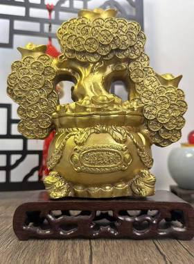 铜先森见详情全铜浮元雕宝发摆树仿古工财艺件