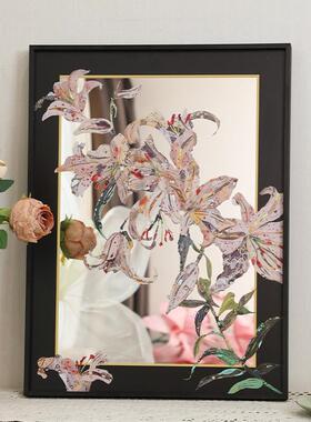 新中百式合花卉饰镜子画客厅装画抽挂象浴F98J6HHM室镜玄关镜结婚