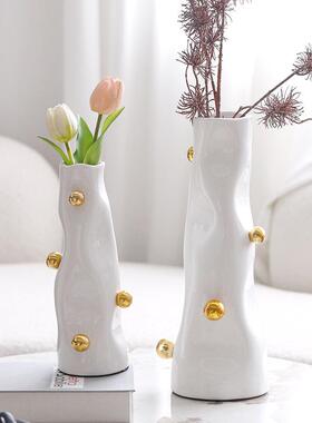 展创意形珠点异花瓶摆件轻奢客厅厅酒店家居电柜桌视面插花EDU器