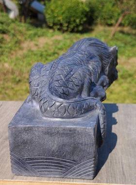 青石镇水石雕吸水兽摆件家水用池塘景观HYteutru造景蚣蝮石兽头避