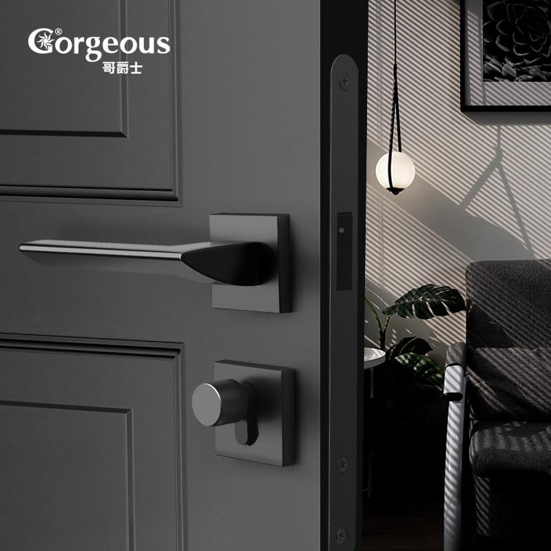 厂家体直销室内门家用卧室实木门锁磁吸静音欧式锁现代简L8-605- - 图1