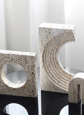 面件仿黄BWZ洞石艺术几何摆桌工艺品摆设别客厅样板间电视柜装墅