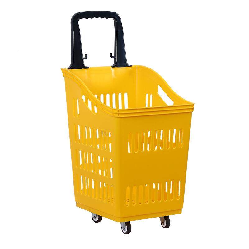 超市手杆式购物篮特大691号拉杆带轮大拉卖场提筐塑色料小推车红,淘宝优惠券,粉丝福利购,淘宝优惠卷