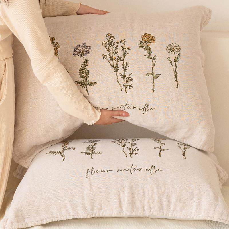 花束枕巾纯棉布一纱对装家用柔软头毛巾小清新吸汗透防LWB气头枕,淘宝优惠券,粉丝福利购,淘宝优惠卷