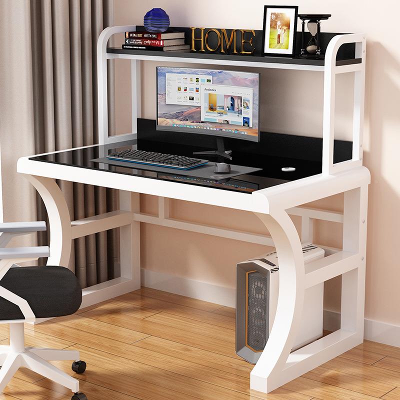 J书架组合桌钢化玻璃脑简约现代*卧室办公学生家用写电F975H6T5桌 - 图0