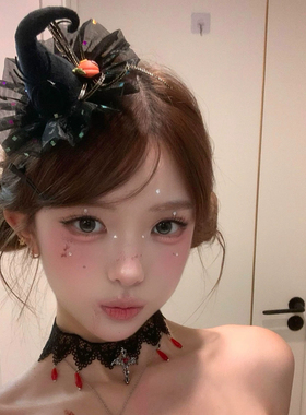 万圣节cos头饰恶魔女巫帽子发夹