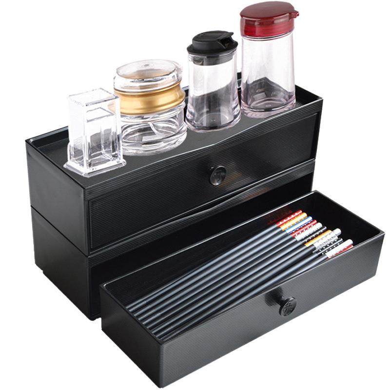 日式加厚抽屉筷子盒多功能仿木塑料盒饭店自助餐厅筷子盒筷笼商用,淘宝优惠券,粉丝福利购,淘宝优惠卷