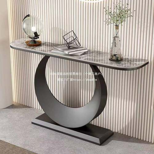 条意式现岩板玄关桌端景台入户柜55760代简约轻奢客靠厅墙窄桌案 - 图1