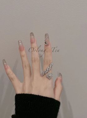 富家千金繁花水指气质百搭感氛围开口戒可调节