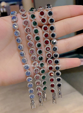 锆石圆形时尚简约手链韩系气质百搭手环小众轻奢感手饰女