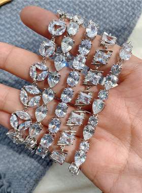 简约铜锆石旦形手链欧美款新款时尚潮人跨境配饰女士创意款手环