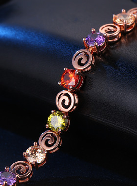 欧美风格女士电镀镶锆石手链新款彩色时尚潮人手饰创意款厂家手镯