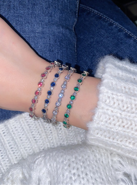 女士创意款手环欧美款新款时尚潮人跨境 配饰水晶之恋铜锆石手链