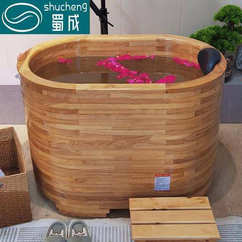 蜀成加高深桶浴缸泡澡木桶小无品牌/户型家浴用泡澡桶木坐成人式 - 图0