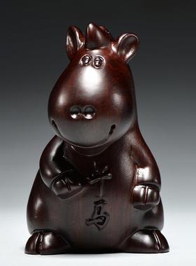 檀黑木雕十LDS0562二生肖三合摆件鼠一套猴牛虎兔龙蛇马羊鸡狗猪