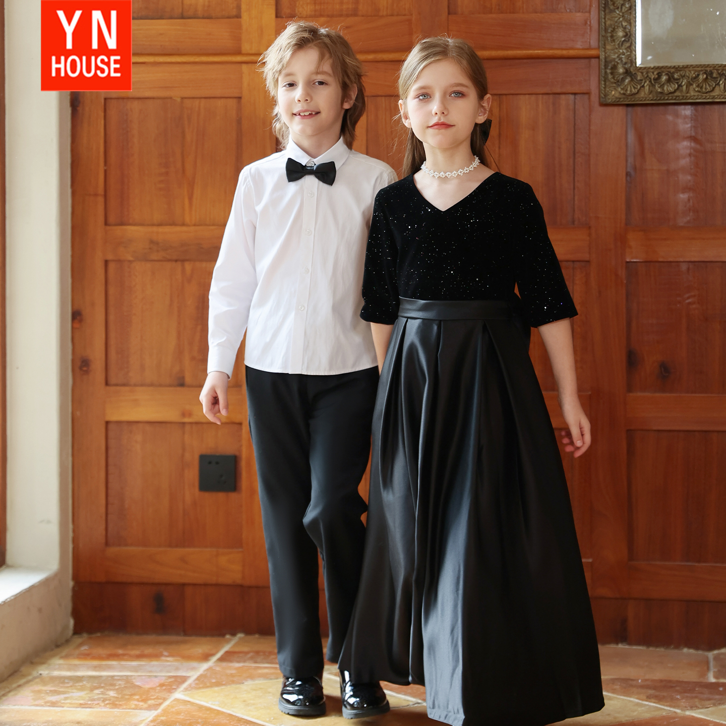 国庆节儿童演出服小学生大合唱团主持人男女童生日礼服钢琴表演服 - 图2