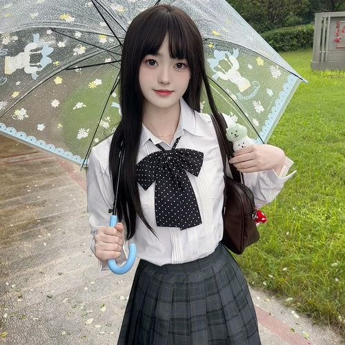 森岛町jk制服衬衫长袖短袖风琴褶基础款校供学院风学生白色衬衣女 - 图3