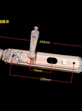 防盗门拉手把手大门锁桃形锌合金执手红古铜大门把手门锁对开门把