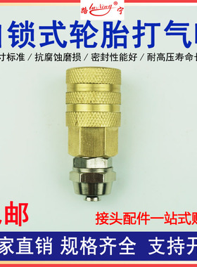 自锁轮胎快速充气头打气嘴枪咀快插接头纯铜车载胎压表加气管接头