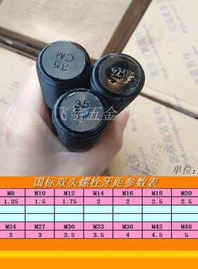 国标12.9级双头螺杆螺栓高强度35CrmoA两头牙螺纹螺丝螺柱M16X200