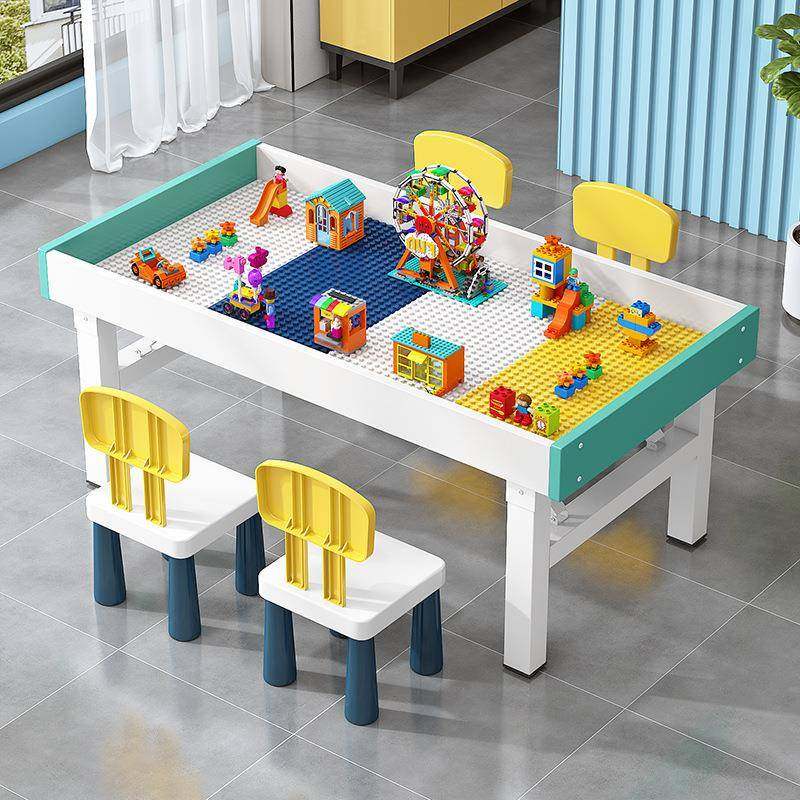 折叠积木玩具大颗粒积木桌子多功能男孩女孩拼装益智动脑桌椅套装,淘宝优惠券,粉丝福利购,淘宝优惠卷